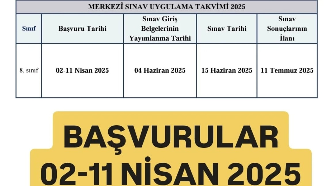 2025 LGS UYGULAMA TAKVİMİ